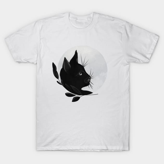Black Cat - Moon Cat T-Shirt by Witchling Art